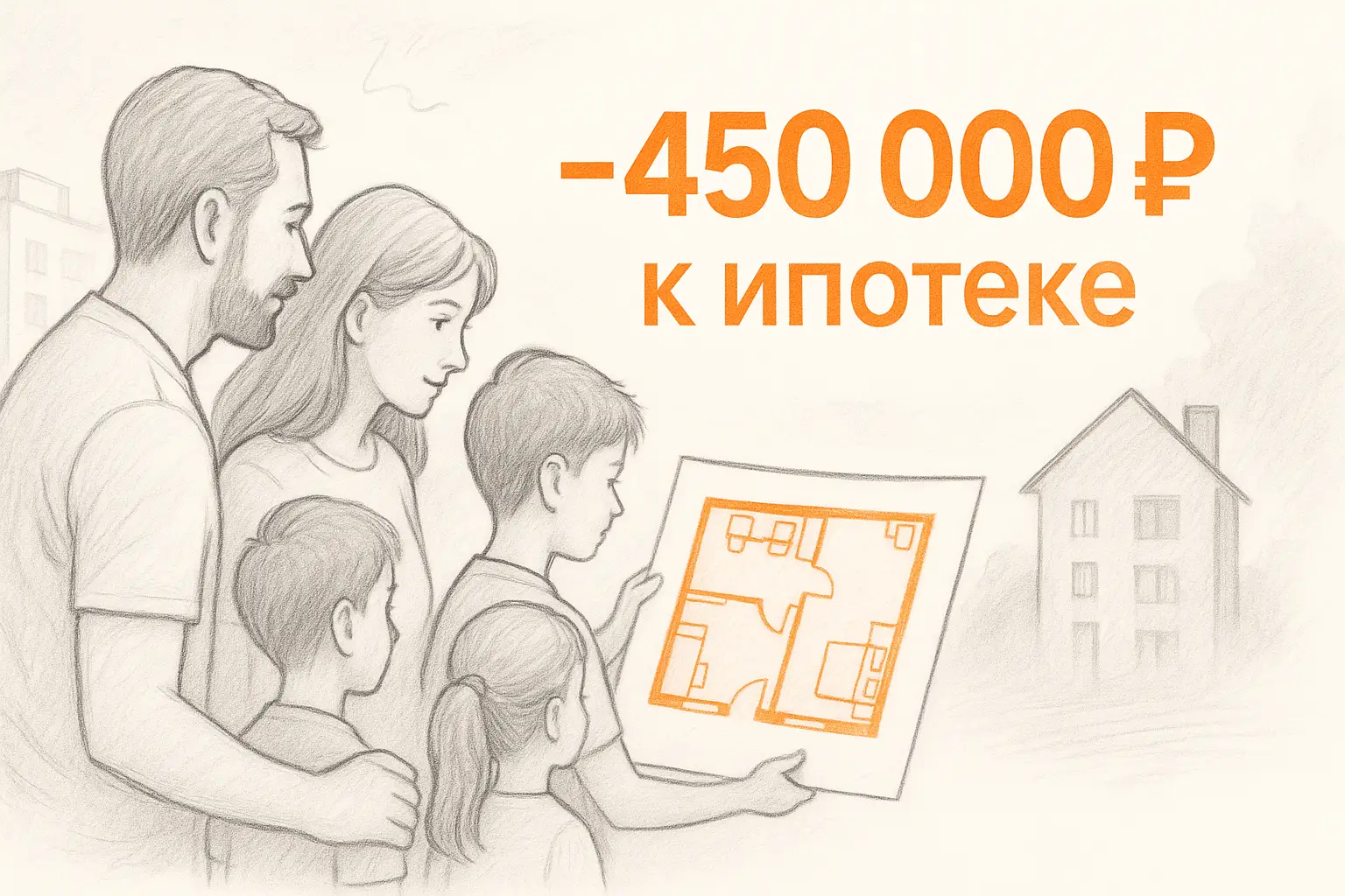 Многодетная семья уменьшает ипотеку на 450 000 ₽ — иллюстрация к статье