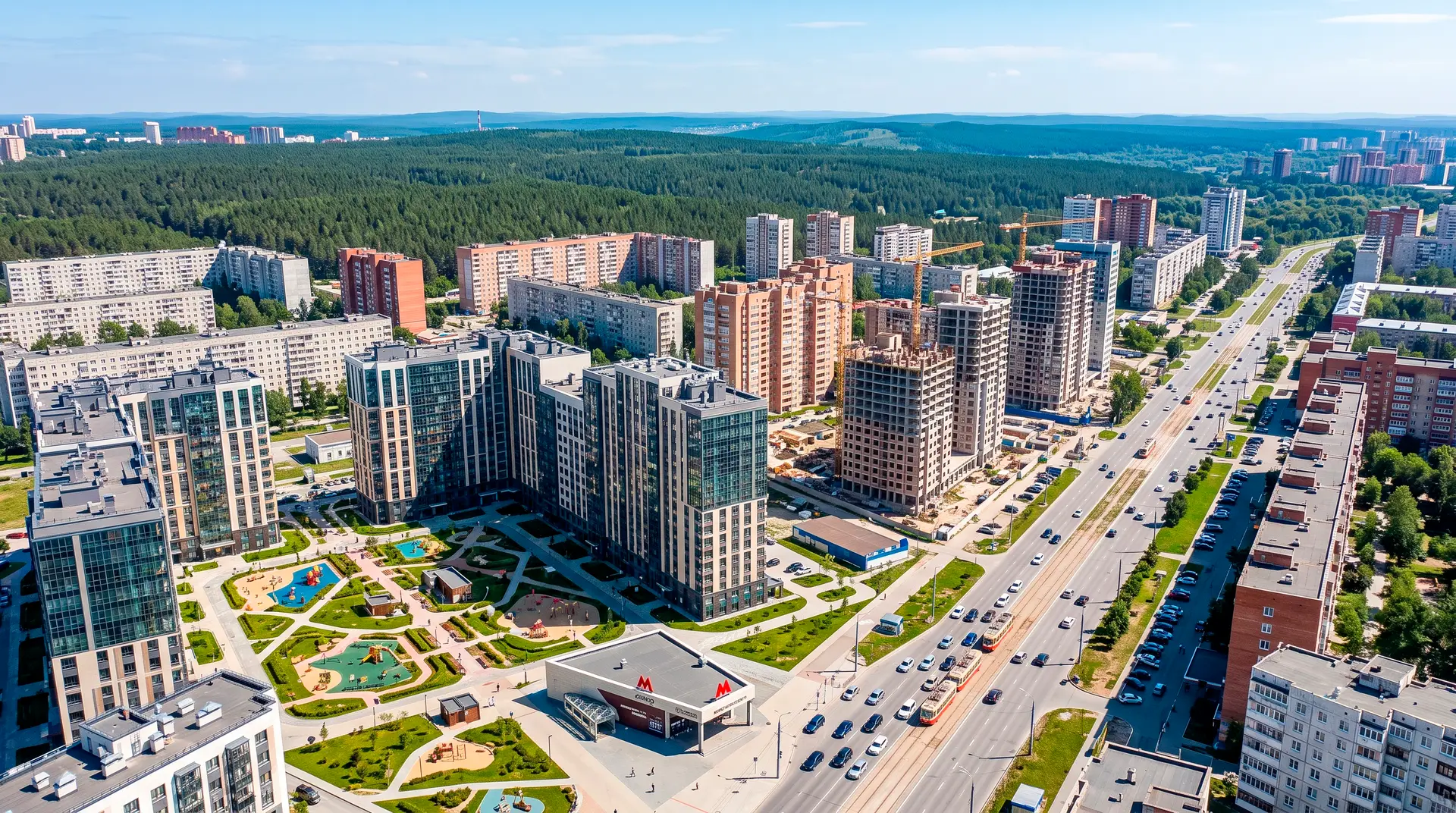 Панорама Юго-Западного района — престижный микрорайон с высотными домами, метро «Чкаловская» и активной реновацией