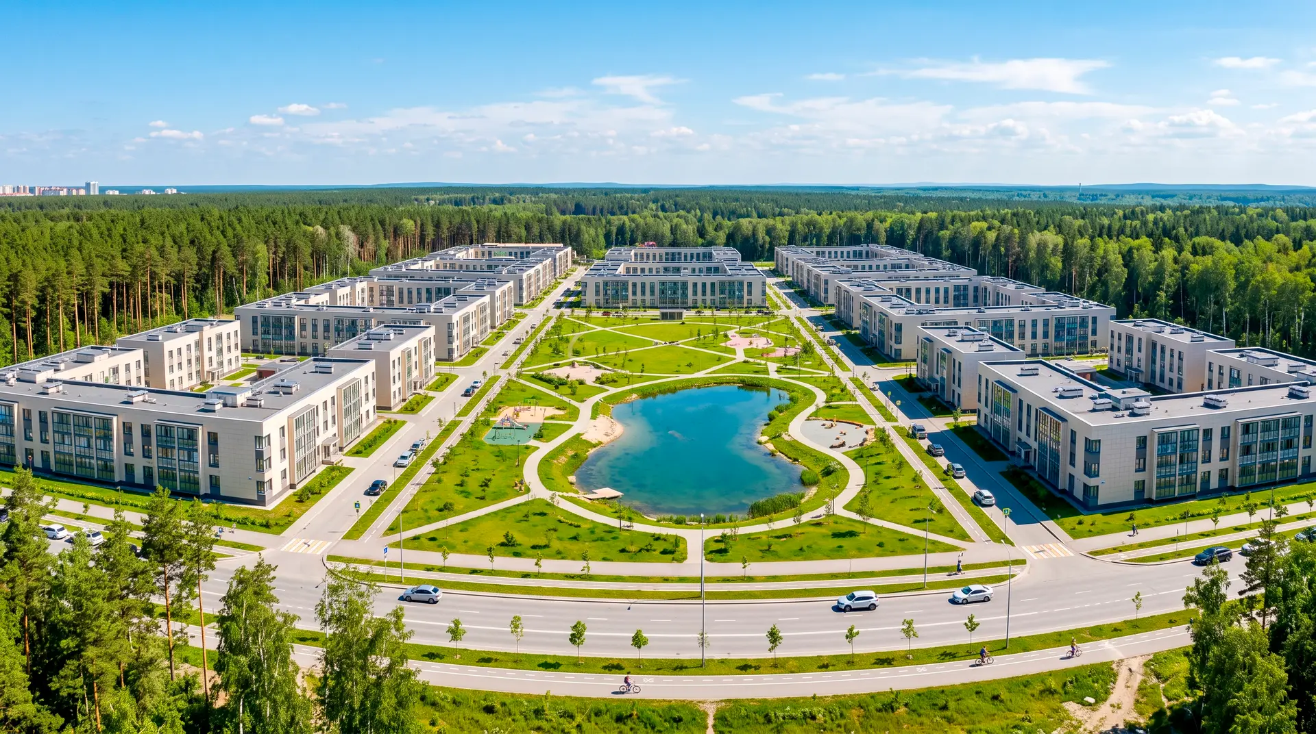 Панорама Мичуринского — малоэтажный экологичный квартал от ЛСР, парк, озеро Половинное
